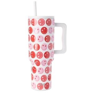SIMPLE MODERN 40 oz Trek Tumbler Pink Red and White Heart Eye Smiley Face NWT
